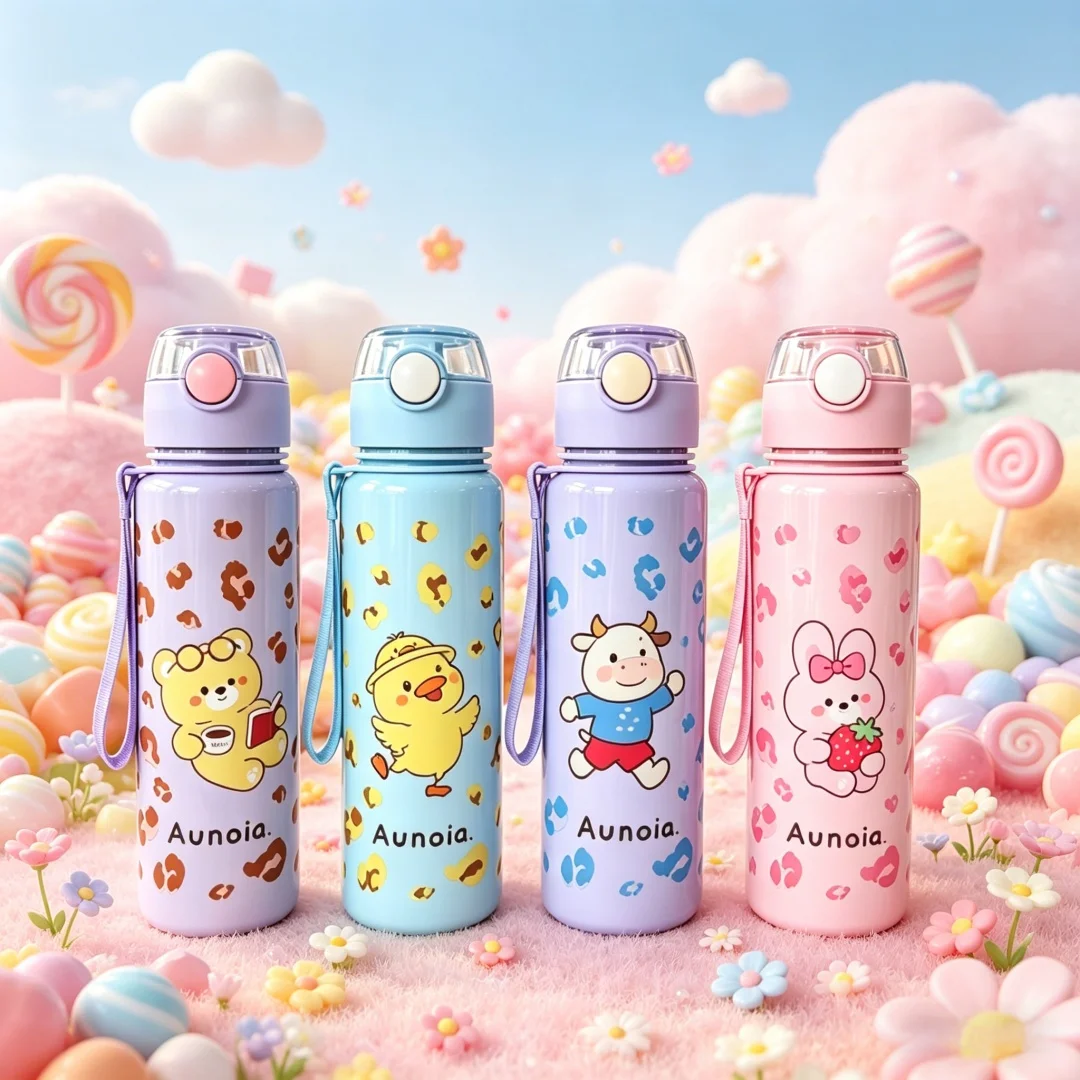 Cute Animal Pattern 700ML Water Bottle, Reusable Durable, Trendy Lovely Design, Gifts, Lightweight Original Travel Kettle