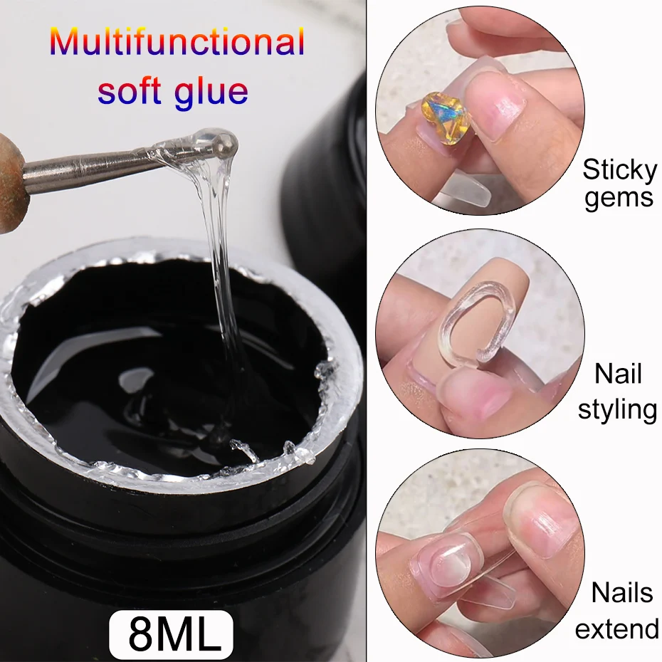 Solid Nail Tip Gel For Nail Extend Solid Soft Gel Mold Modeling Nail Glue White Clear Nail Patch Gel Soak Off Nail Polish SA2013