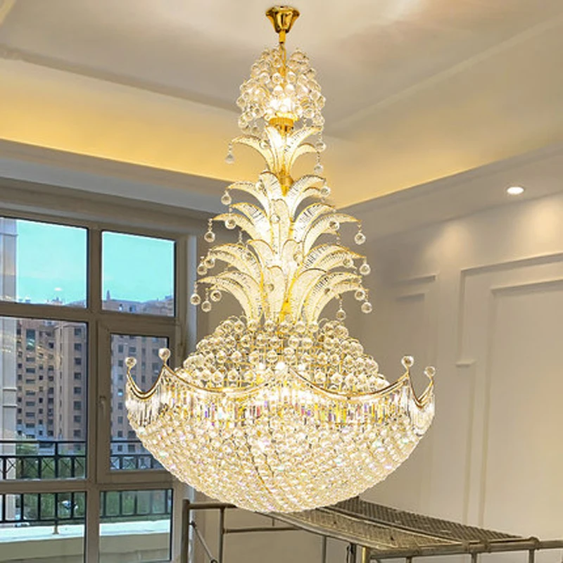 Big Luxurious K9 Crystal Chandeliers Lights Fixture LED Lamp American Modern Chandelier Hotel Hall Home LOFT Indoor Lighting