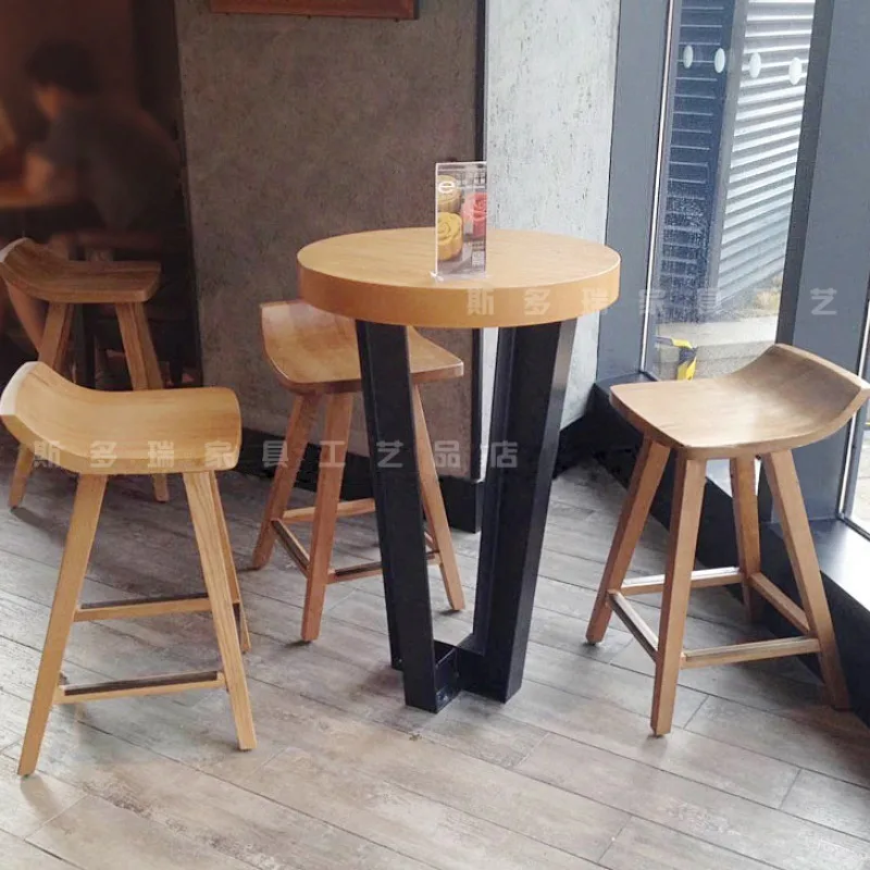 

Wooden Timber Bow Bar Stools Brown Minimalist High Dining Bar Stools Kitchen Design Modern Sgabello Cucina Alto Home Furniture
