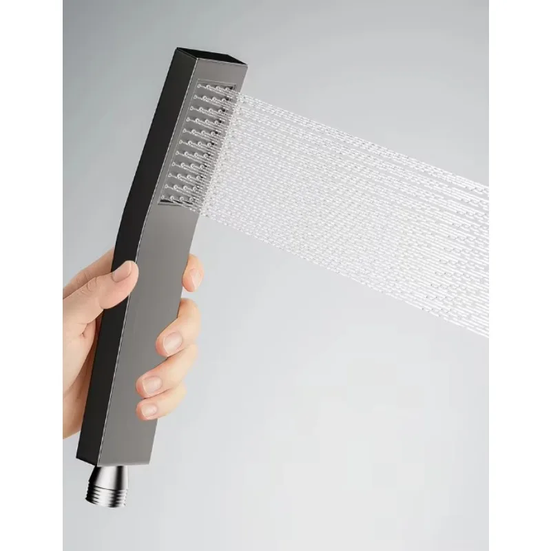 加熱式浴室 ブラックシャワーセット 4機能 レインシャワーヘッド LED天井取り付けバスタブシャワー水栓システム