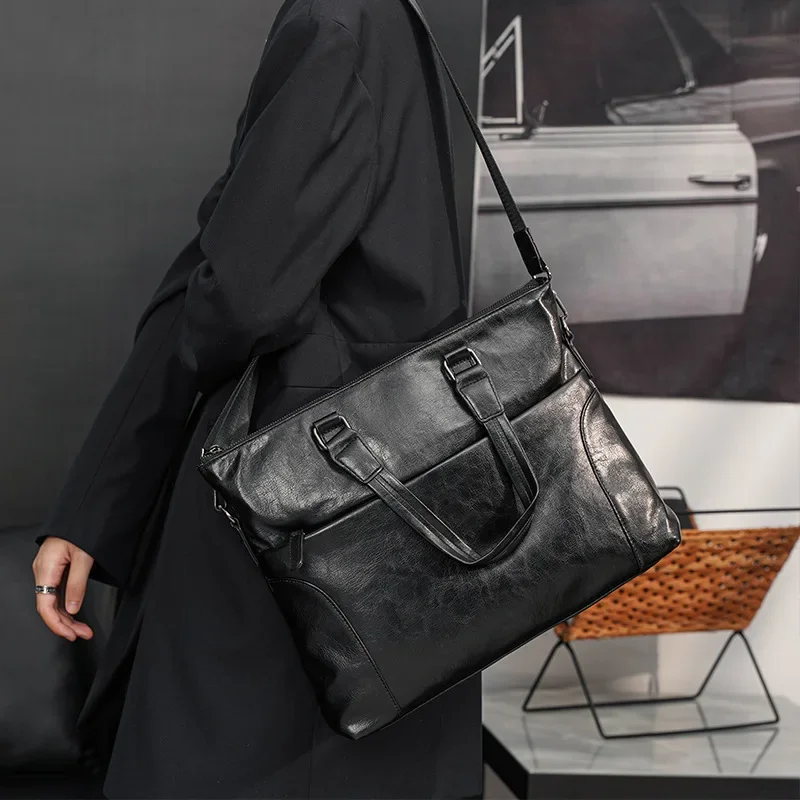 Fashion Business Briefcase Men Simple Design Men\'s Handbag Crossbody Bag Hand Bag Shoulder Messenger Bags Satchels Document Bag