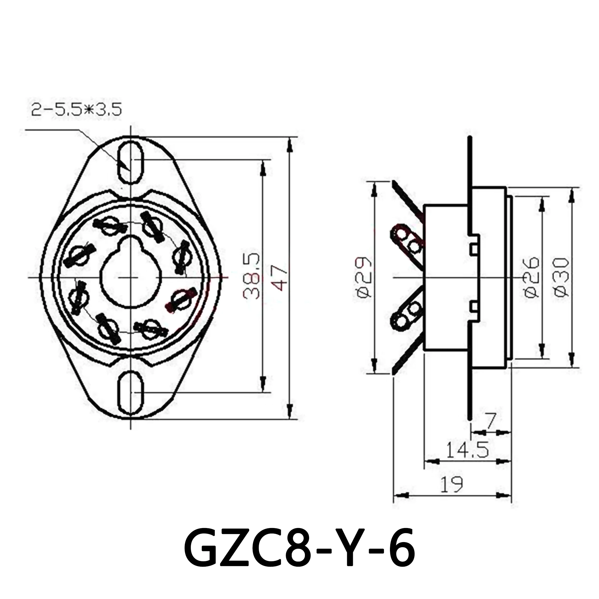 8Pin Tube Socket Ceramic GZC8-Y-6 K8A Vintage Valve Socket For KT88 6V6 6L6 EL34 6CA7 6SN7 Vacuum Tube Amplifier Audio HIFI