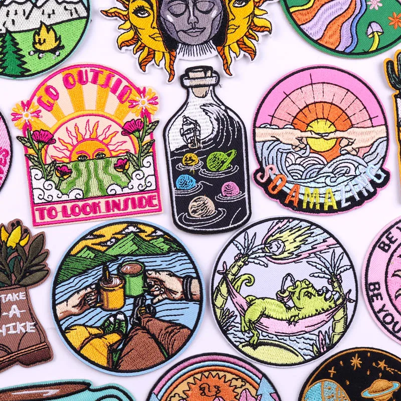 Space Outdoor Nature Patch Iron On Patches For Clothing Thermoadhesive Patches On Clothes Camping Embroidery Patch Badge Sew DIY