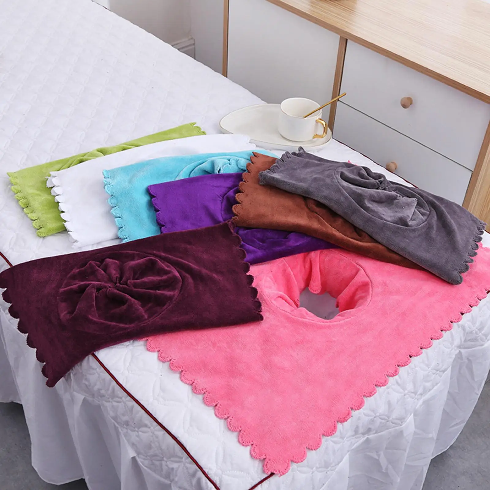 Massage Table Sheet Covers with Face Hole Washable Soft 35.43x23.62inch Sectional Towelling Towel Coverlet for Beauty Salon SPA