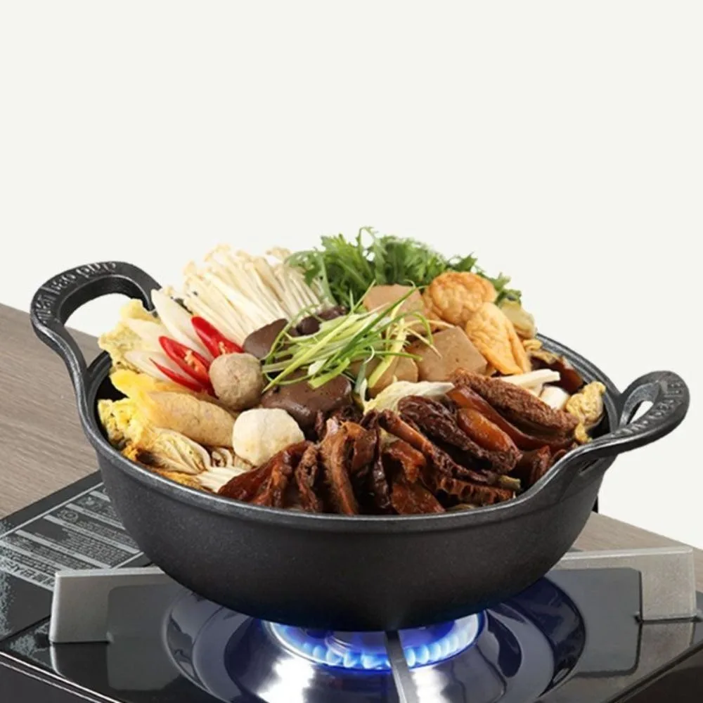 

Cooking Pot With Wood Lid Cast Iron Pot Non Stick No Coating Stew Pot Binaural Handle Japanese Style Soup Pot Ramen