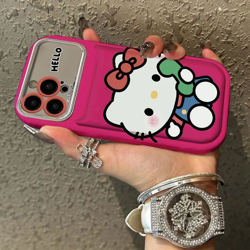 Sanrio Hello Kitty 14Pro IPhone15 Case Cute Plating Air Cushion 12 13 Cartoon Anti Slip  Silica Gel 11 Soft Shell Girl Gift