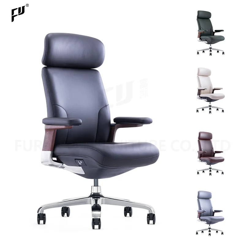 Venta al por mayor OEM y ODM, muebles de oficina modernos de alta calidad para sala de conferencias, silla de gerente de jefe, silla de oficina giratoria de cuero genuino