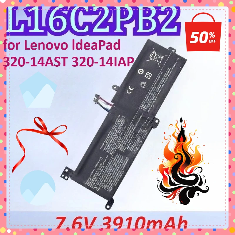 

New 3910mAh 7.6V L16C2PB2 Laptop Lipo Battery for Lenovo IdeaPad 320-14AST 320-14IAP 14ISK 15ABR 15AST 15ISK 17ABR 17AST 17IKB