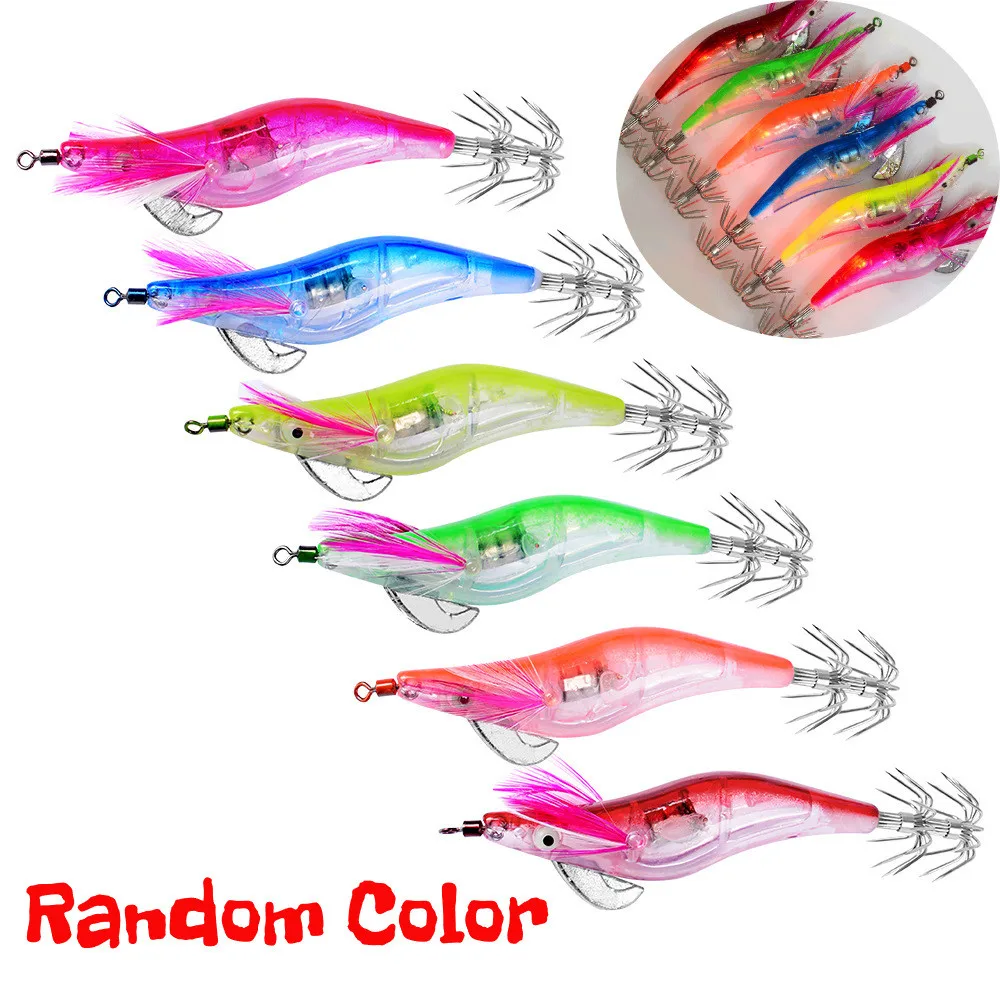 

Peche 1 pc Baits Jigs Fishing lure Minnow Trolling Flashing Light Prawn Shrimp Tackle LED Wobbler High Quality