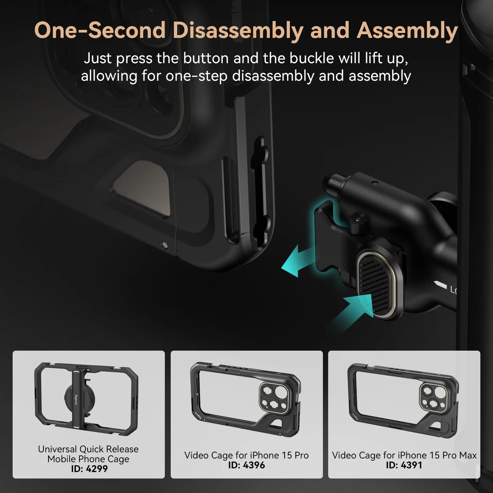 SmallRig Wireless Control Side Handle for Quick Release Smartphone Cages for iPhone 15 Series Cage for Huawei for Samsung 4402