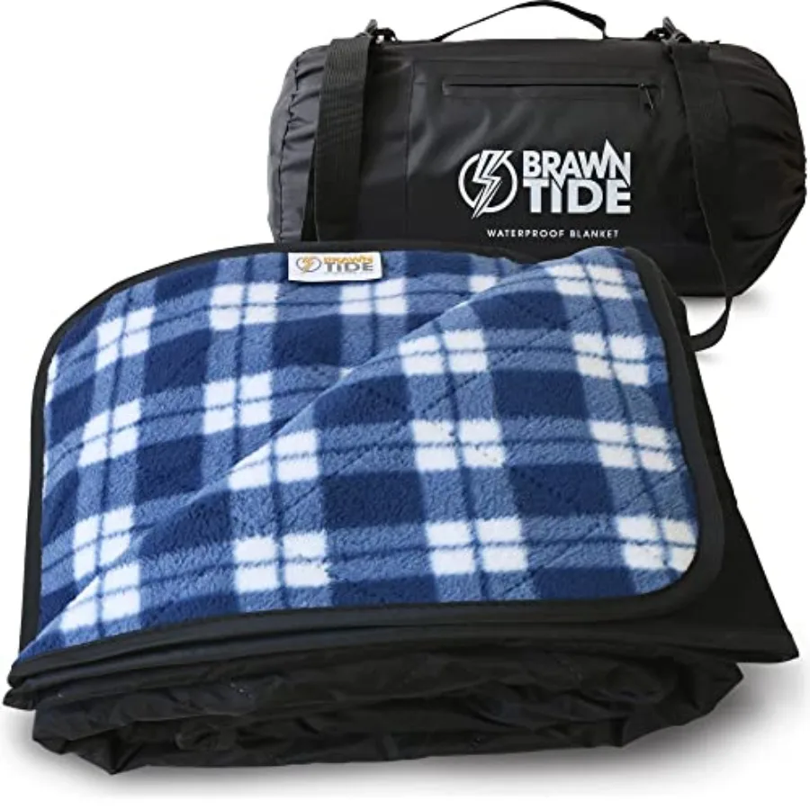 

Large Outdoor Waterproof Blanket - Extra Thick Fleece, Warm, Windproof, Sandproof, Quilted, 82" x 55", Ideal for Beaches, Picni