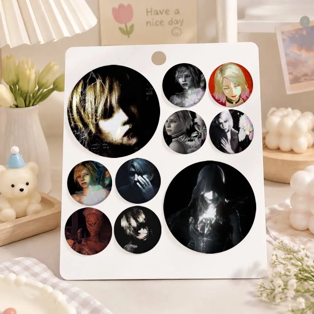 A-S-Silent Hill Cartoon Round Brooches On Backpack Jacket Acrylic Button Pins Collection Gifts