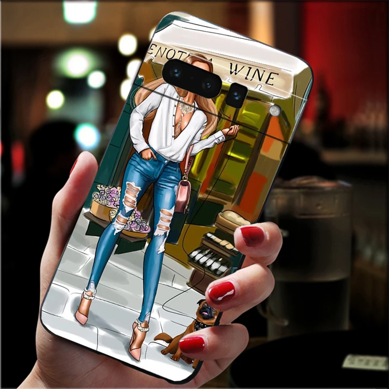 

Phone Case For Google Pixel 10 9 Pro XL 9A 8 7 6 Pro Pixel 8A 7A 6A Pixel 8 7 6 5 Princess Girl Coffee Travel Girl