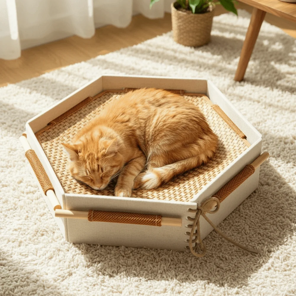 

Wear Resistant Cat Sofa Bed Moisture-proof Detachable Cool Cat Nest Stable Structure Cooling Bed Pet Sleeping Couch All Seasons