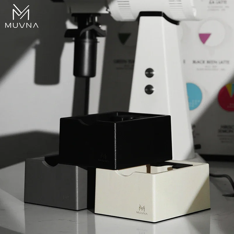 

MUVNA Espresso ABS Knock Box, Coffee Distribute and Espresso Tamper Tool, Non-slip Base for Espresso Barista (Black/White）