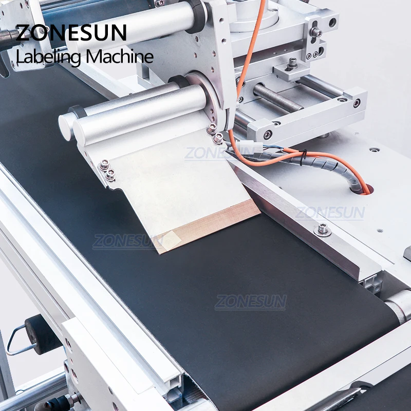 ZONESUN Automatic Labeling Machine Double Side Container Top & Bottom Plane Adhesive Box Automatique Sticker For Flat Surface
