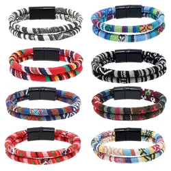 Pulseras Hilo Hombre Ethnic Tribal Man's Cloth Fil Bracelets Man Women Summer Bohemia Fabric Rope Bracelets For Man