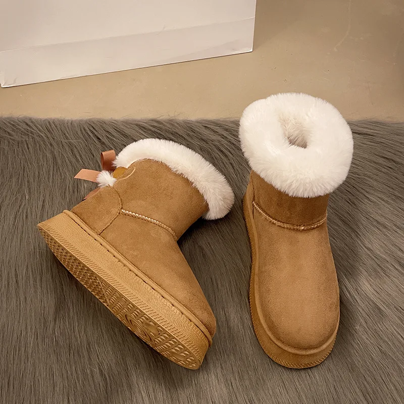 Snow Boots for Women 2025 Winter New Cashmere Warm Thick Soles Without Heel-covered  Cotton Shoes for Women Snow boots view 3