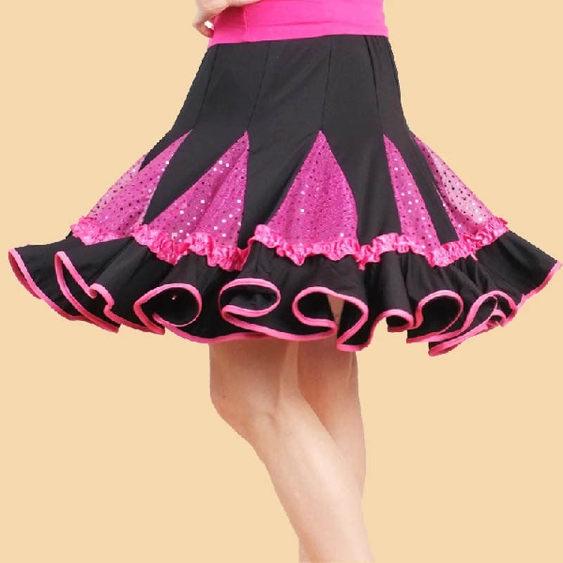 New Latin Dance Skirt Adult Women's Square Dance Costume Social Dance Performance Practice Skirt Polyester Gored Skirt