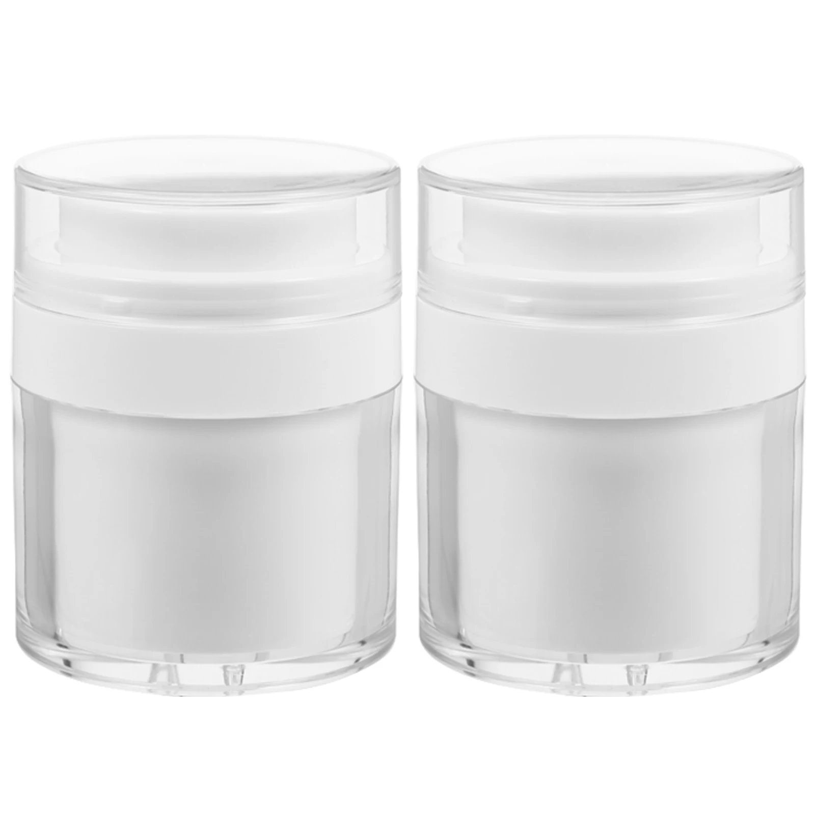 

2 Pcs Press Cream Jar Travel Lotion Small Bottle Refillable with Pump Airless Empty Dispenser Plastic Containers Bottles
