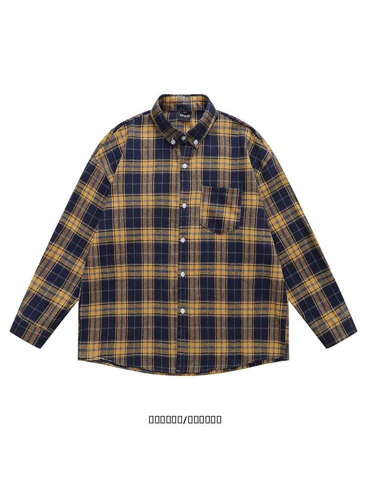 

Loose Fit Long Sve irt from Vintage American Sle Cheered Lazy Thin irt Youth Trend Autumn Wear for Men And Women