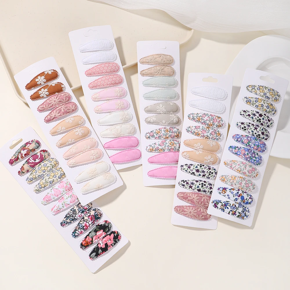 10Pcs/Set Newborn Cute Embroidery Printing BB Clip Fashion Girl Hair Clip Baby Hair Accessories Kids Accessories Headwear Gift