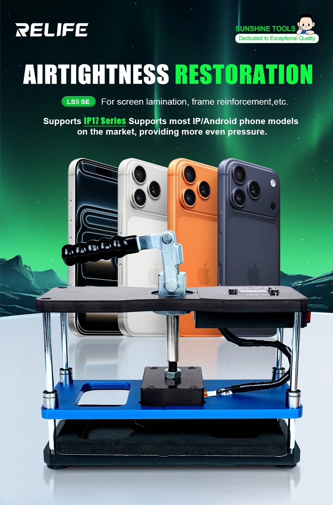 RELIFE LS5 SE Bidirectional Hot Pressure Platform for Mobile Phone Back Cover Bracket Repair Heating Pressure Tool