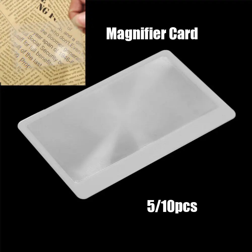 5/10PCS Instrument Accessories Transparent Wallet Pocket Magnification tool Credit Card Size Magnifying glass 3 X Magnifier