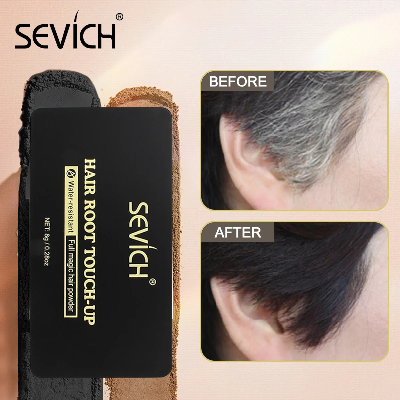 Sevich-ユニセックスヘアパウダー,コスメティックパウダー,8g,耐水性,4色,ヘアシャドウ,メイクアップ,パウダー,ヘアライン,コンシーラー用