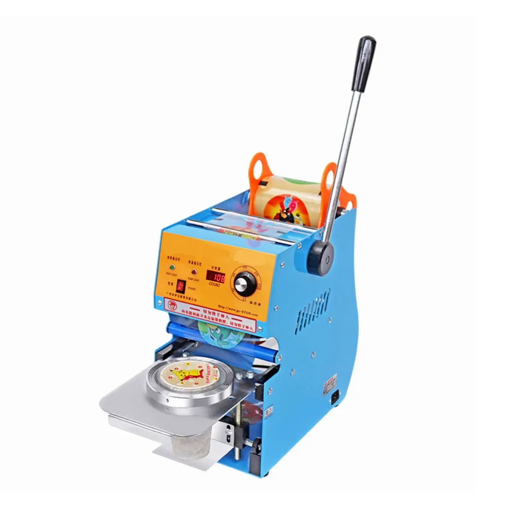 

Boba Tea Cup Sealing Machine Plastic Paper Cup Sealer Commercial Bubble Tea Machine 90/95mm 300~500 Cups/Hour