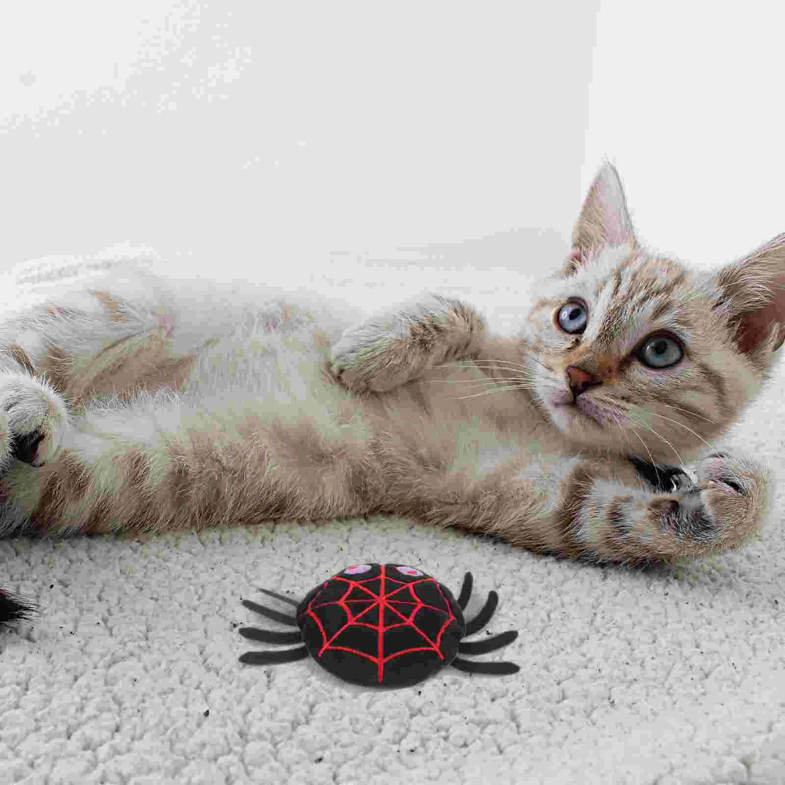 Bite Resistant 14x85cm Plush Spider Cat Toy Halloween Pet Stuffed Chewing Kitten Teething Interactive Indoor Self Play Scratch