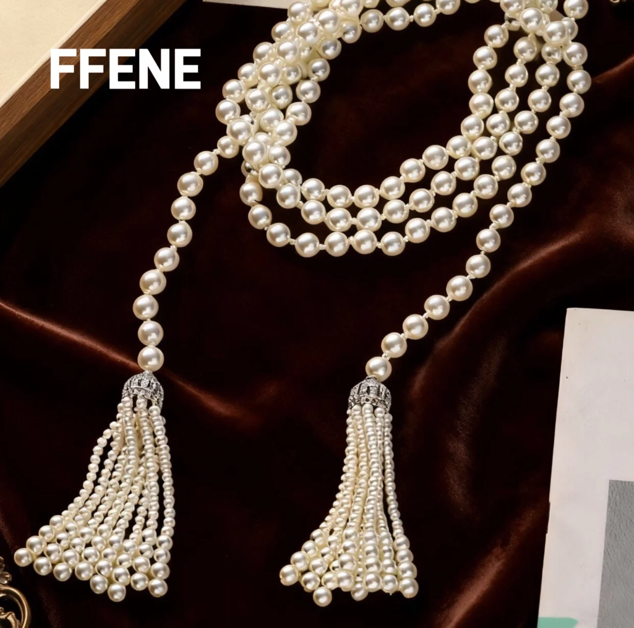 

[Elegant] Retro long fringe pearl necklace, luxurious, versatile, layered design, fashionable sweater chain, women's high-end