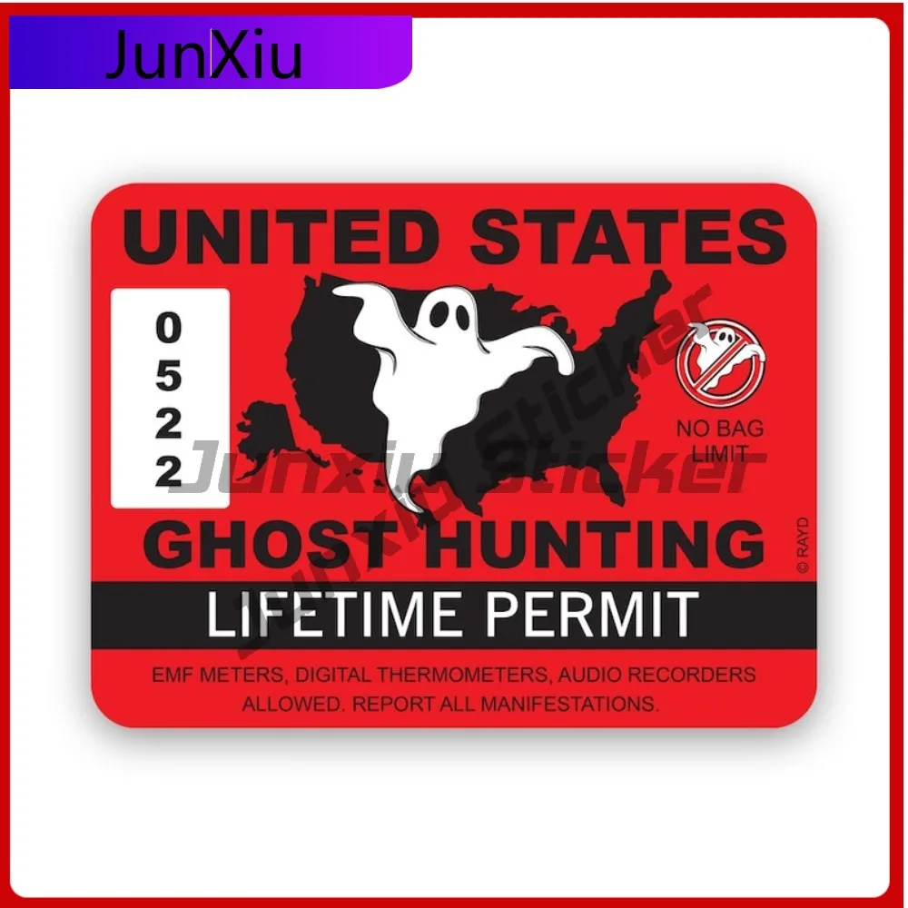 

United States Ghost Hunting Permit Sticker Uv Protected Decals State Flag Patriotic Car Sticker Vinyl Decal Die Cut Sun