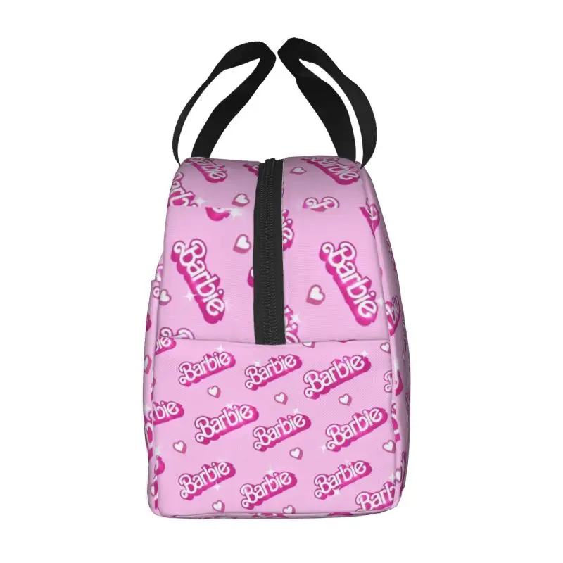 Custom Barbie Lunch Box Women Leakproof Cooler Thermal Food Insulated Lunch Bag Kids School Children Portable Picnic Tote Bags