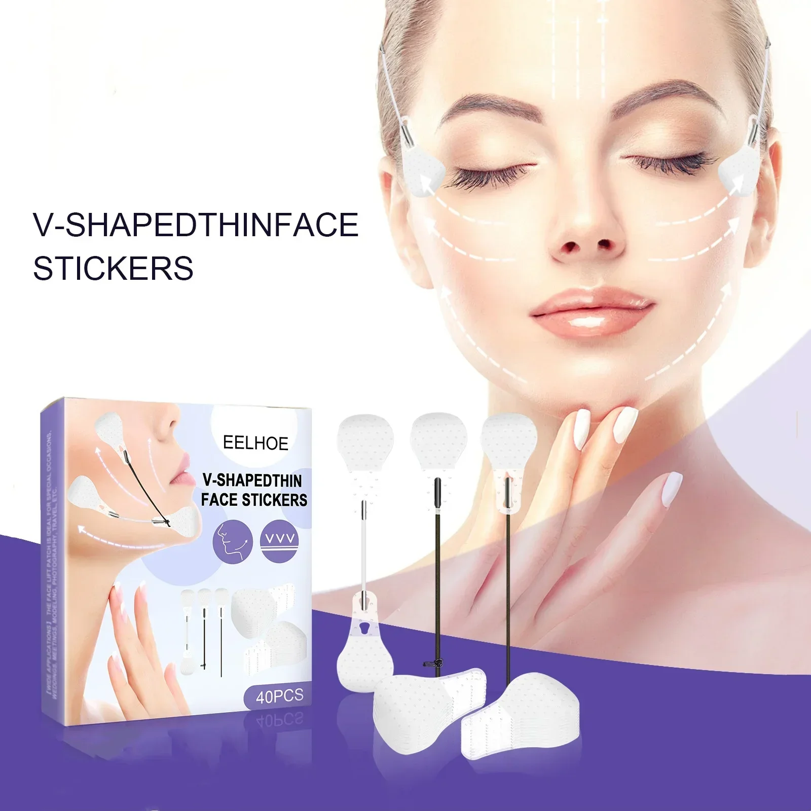 على شكل حرف V شد الوجه التصحيح الرقبة التجاعيد وسادة الجلد تشديد الانكماش الذقن تشكيل الشريط غير مرئية إزالة التصحيح أداة العناية بالبشرة #6