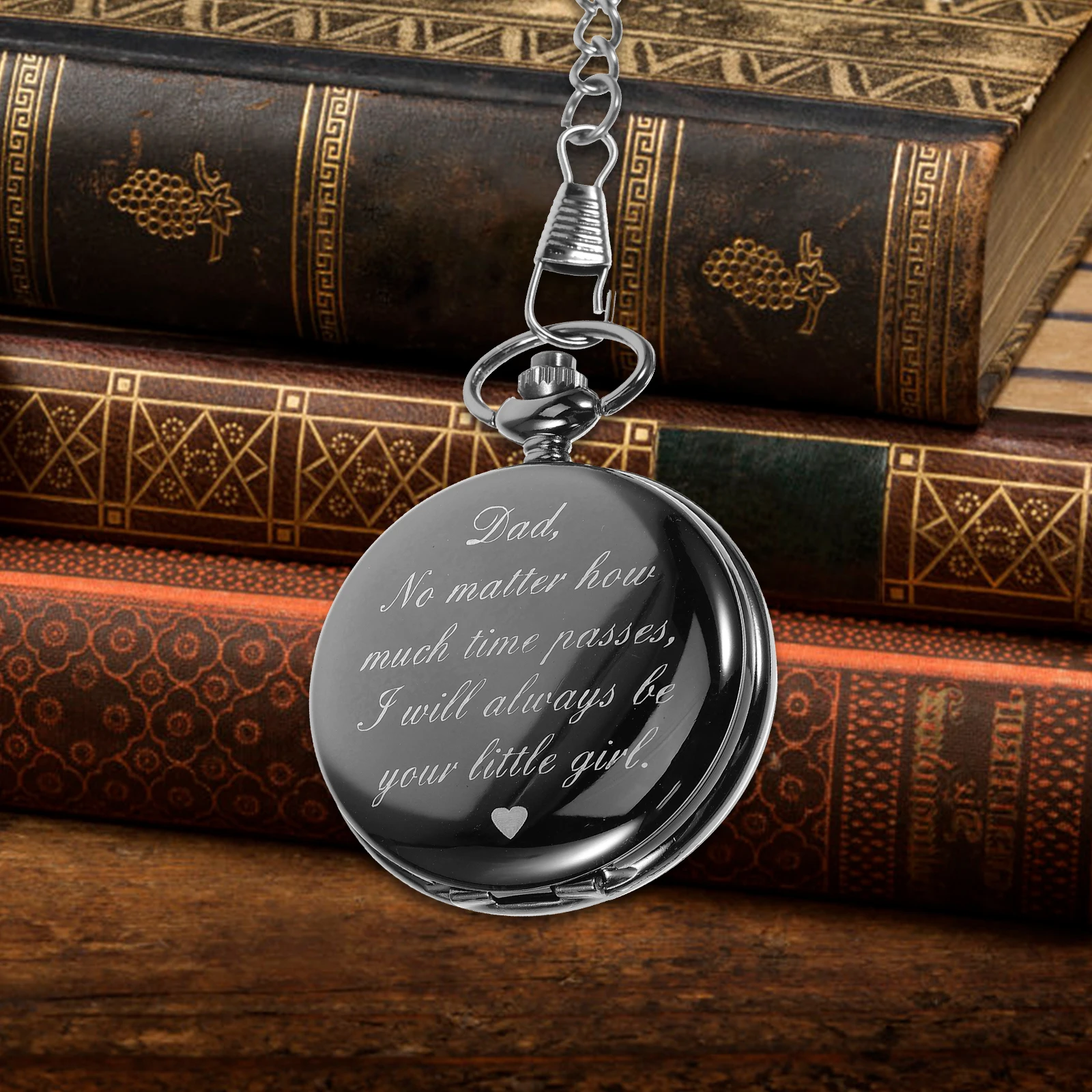 

Pocket Watch Gift Vintage Metal Decorative for Men Black Box Unique Stylish Dad Gifts Birthday Father's Day Present