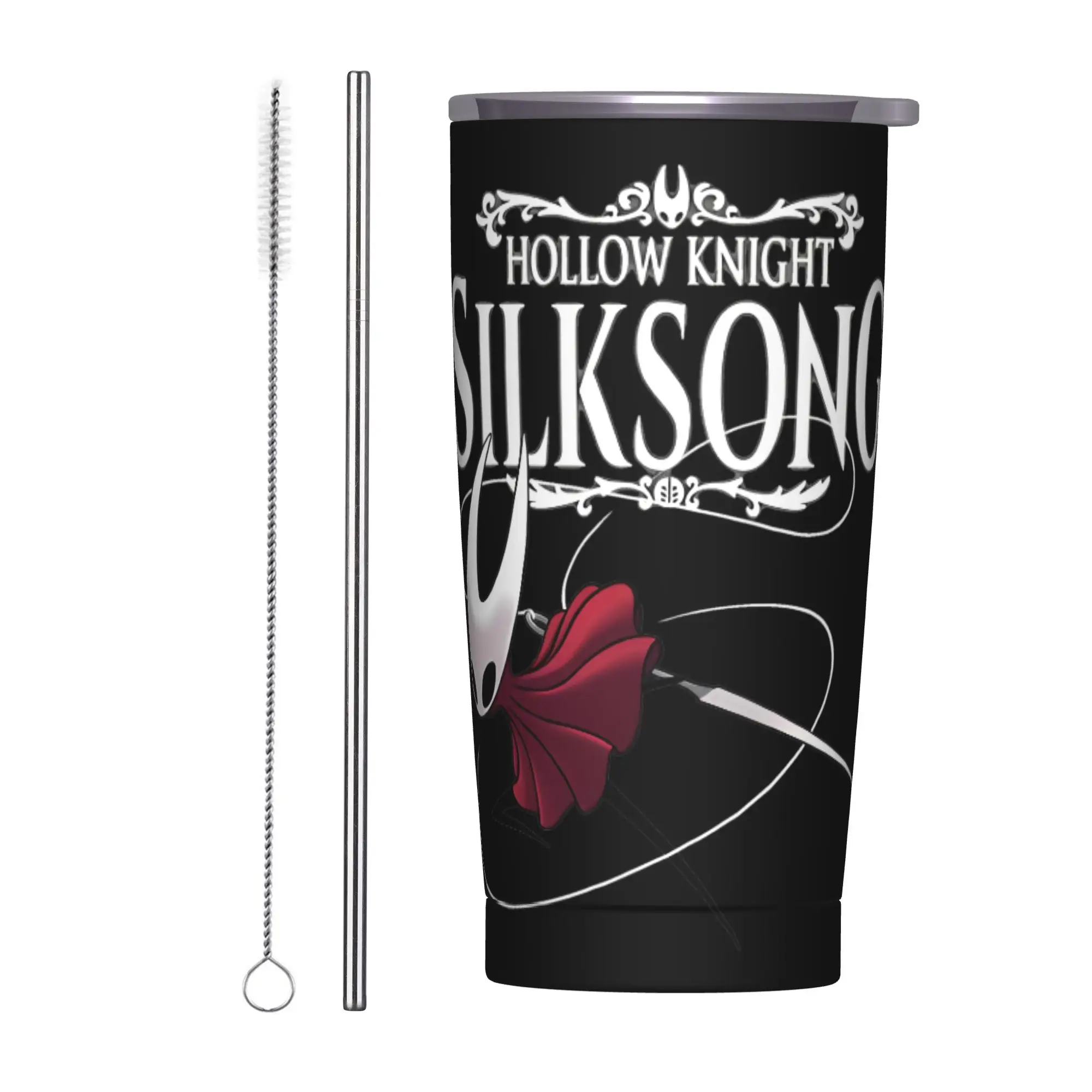 20oz Hornet Mysterious Princess Vacuum Insulated Tumbler Hollow Knight Silksong with Straw Lid Mugs Stainless Steel Cup Reusable