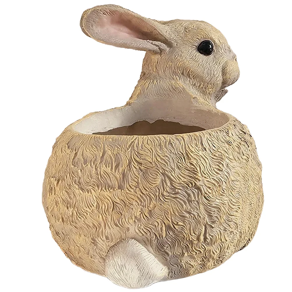 

Cute Rabbit Statue Resin Flowerpot for Succulents Small Planters Indoor Garden Decor Desktop Home Office Balcony Decoration