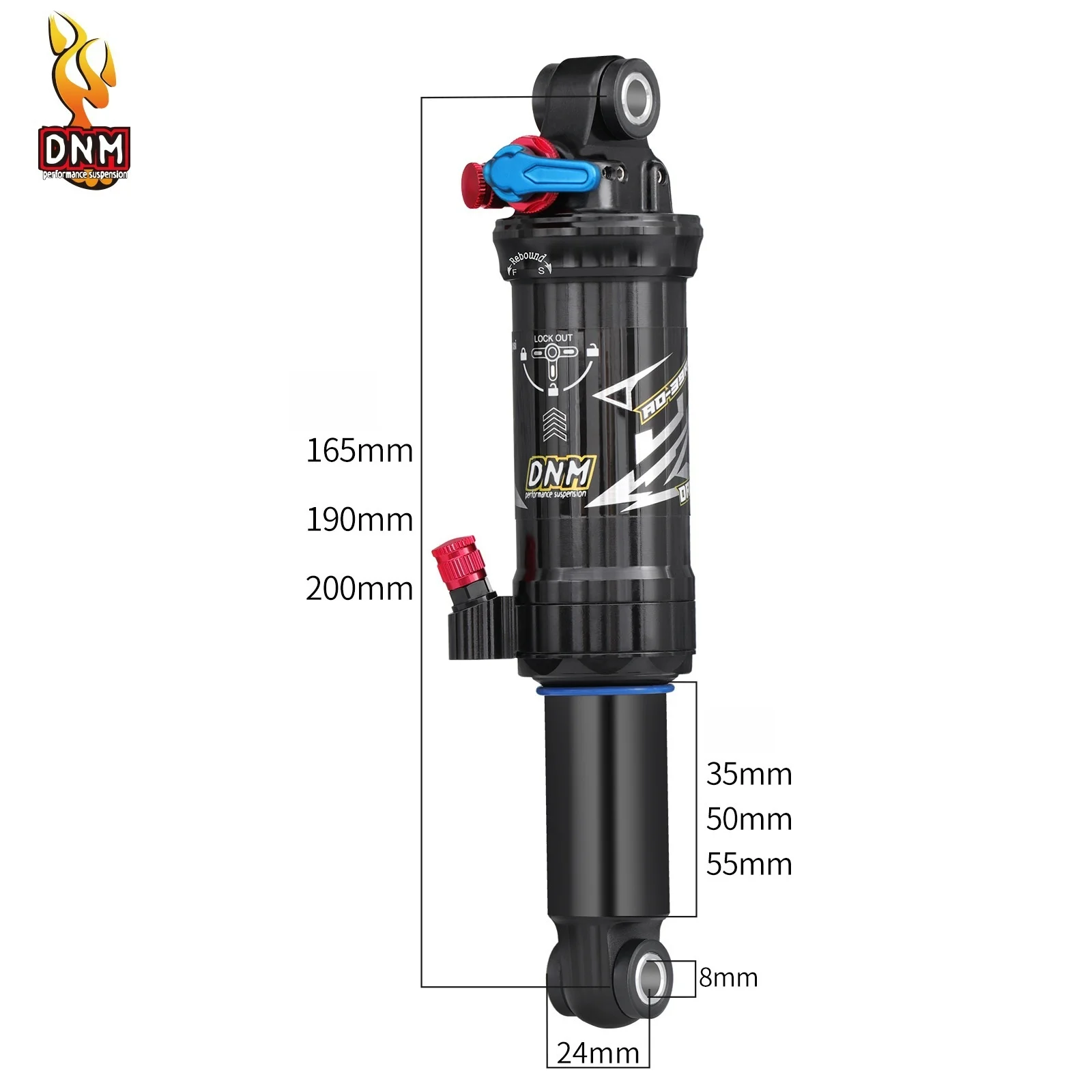 DNM AOY-39 الدراجات الجبلية دراجة مانع الصدمات الخلفي 165/190/200 مللي متر امتصاص الصدمات دراجة الصدمات الخلفية ل XC/Trail الإنحدار #5