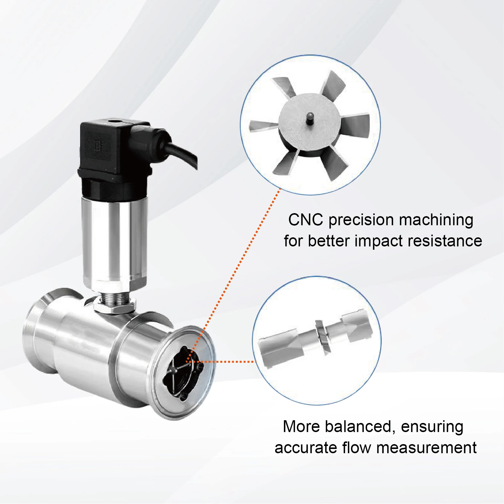 304 Stainless Steel Alcohol Sanitary Flow Sensor LWGY Liquid Turbine Flow Meter RS485 Pipeline Water Flow Transmitter