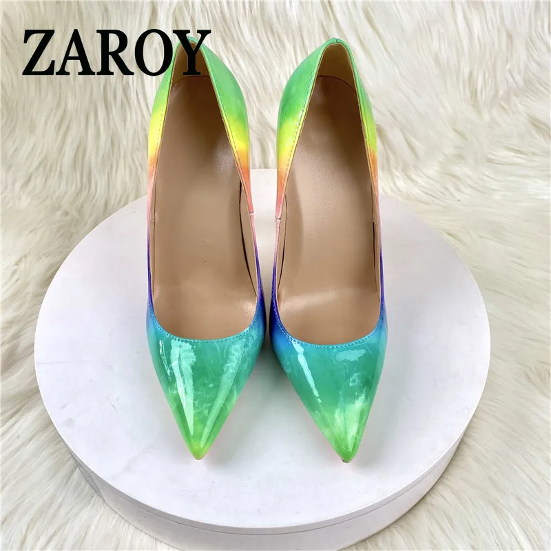 【Outlet Clearance】Patent leather Women's Pointed Toe Stilettos Sexy Ladies Banquet Slip-On Heels 8cm 10cm 12cm Party Shoes