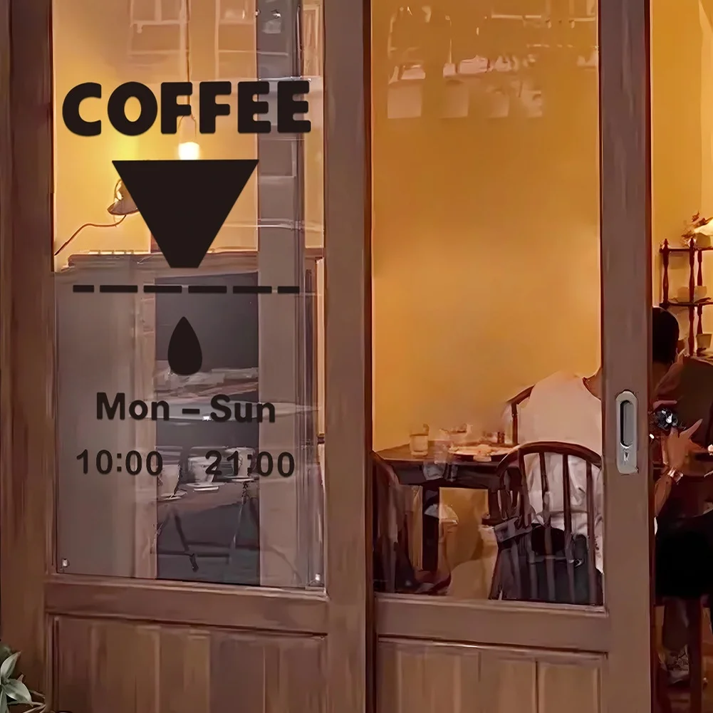 for static Cling Sticker Coffee Cup Wall Sticker For Coffee Lovers Creative Signage Eye-catching Pattern Easy Application