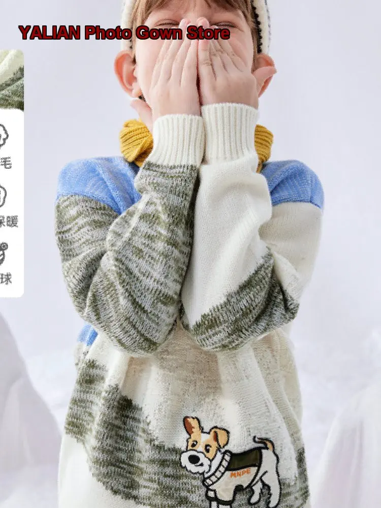 Suéter de punto para niños con diseño de cachorro de dibujos animados para invierno