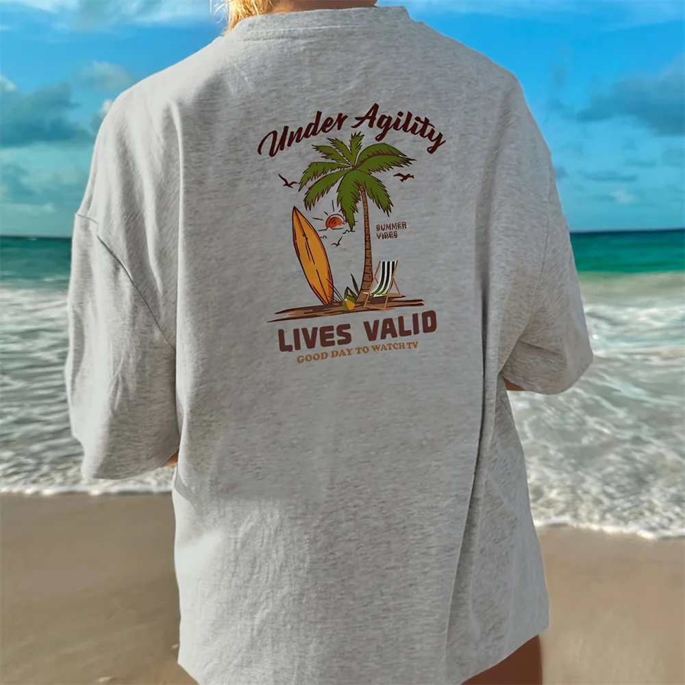 Hawaii T-Shirt Men\'s Short Sleeve Top 3d Coconut Tree Pattern New Summer Fashion Beach T Shirt Mens Quick Dry Clothing Blouse