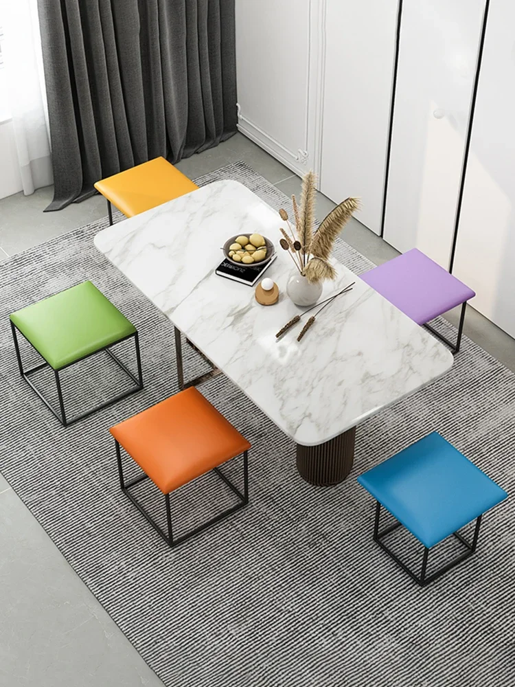 Household multi-functional creative stool living room sofa dining table Rubik's cube stool coffee table low stool five-in-one co