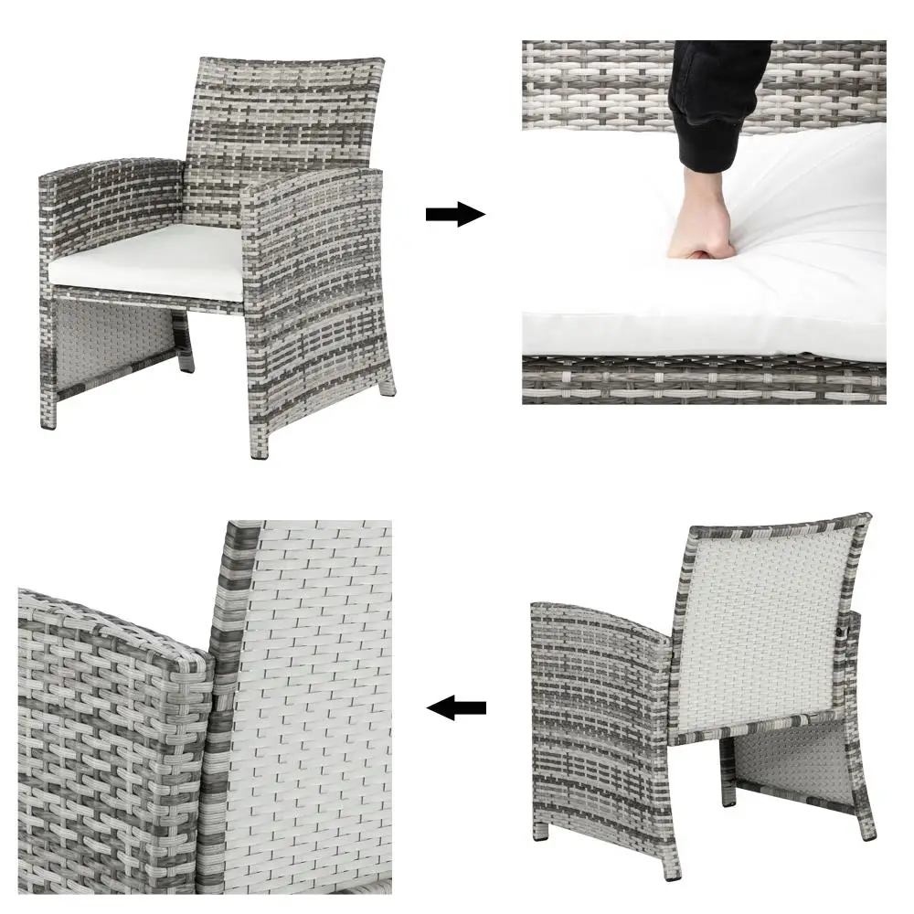 5-Piece Gray Gradient Sofa Set: 2 Chairs, 2 Footstools, 1 Coffee Table Combo