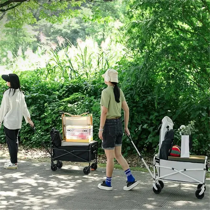 Foldable Camping Wagon Cart Portable Camping Trolley Large Capacity Outdoor Foldable Carts Wagon for Beach or Shopping Utility