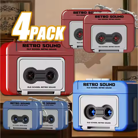 2/4Pcs Retro Cassette Recorder Keychain Funny Student Bag Pendant Decoration Couple Friends Gift