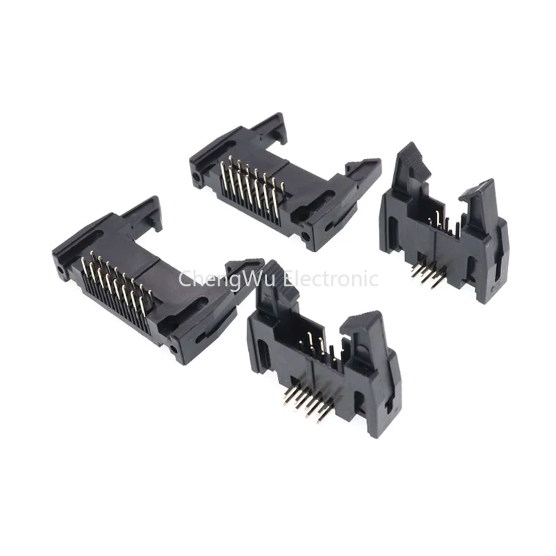 5pcs DC2 2.54mm Pitch 10/14/16/20/26/30/40Pin Male Straight/Right Angle Ejector Header Cable Connector IDC Socket 10/16/30/40P